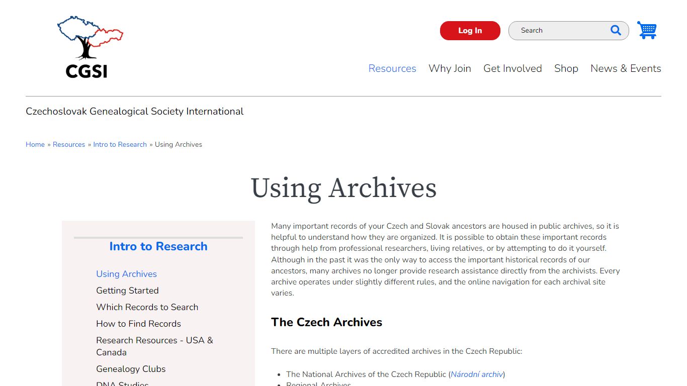 Using Archives | Czechoslovak Genealogical Society International