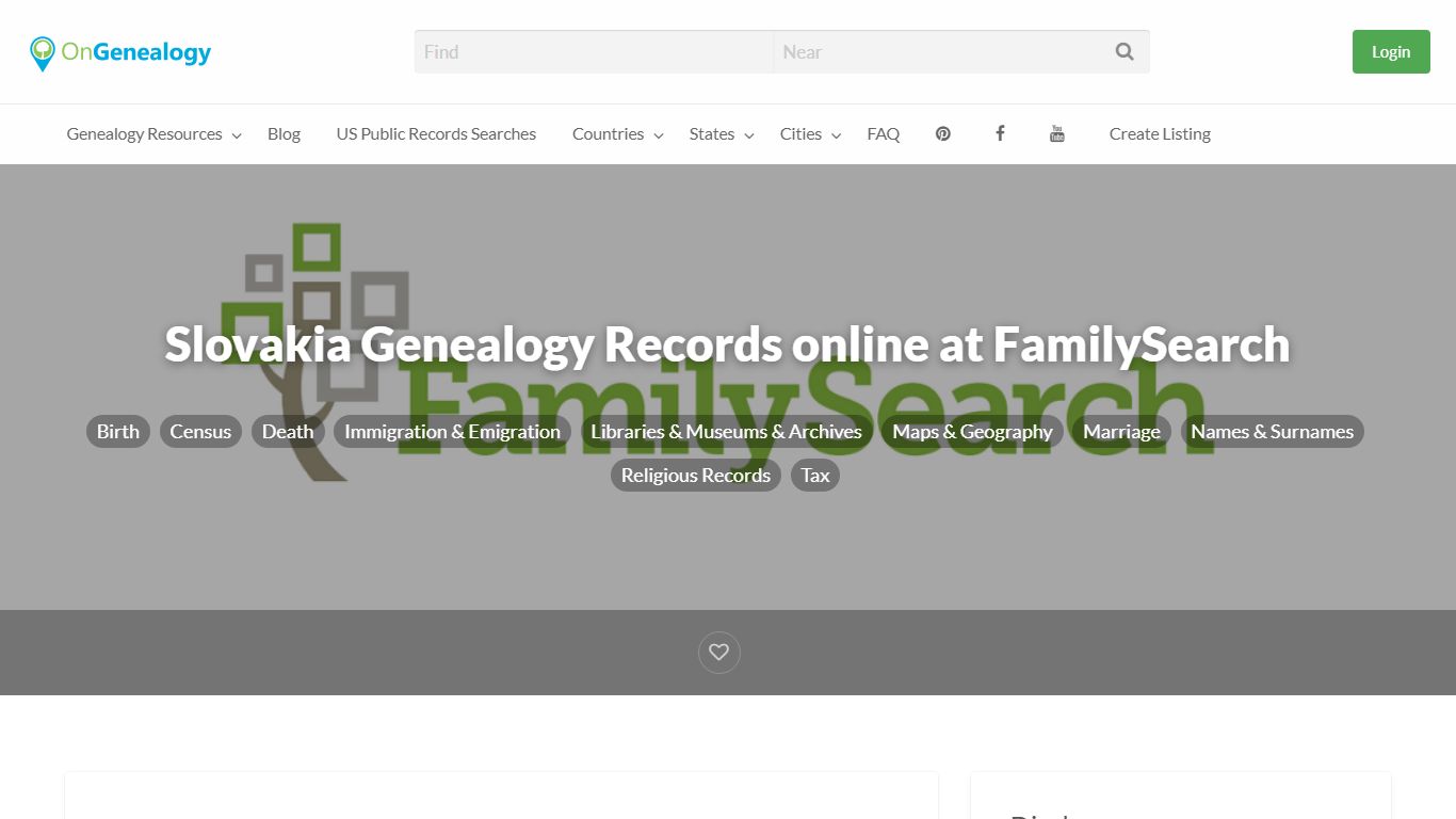 Slovakia Genealogy Records online at FamilySearch